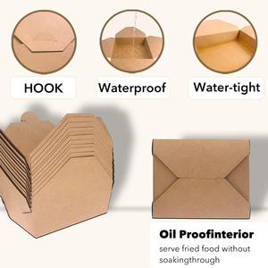 Contenedores de papel para llevar para alimentos, seguros para microondas, resistentes a las fugas, para el almuerzo, cajas desechables para ensaladas Kraft - Product Image 2
