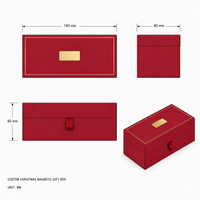 Boîte cadeau de Noël rigide bordeaux personnalisée avec logo, dorure à chaud et fermeture magnétique pour emballage de bijoux, vente en gros OEM