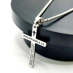 कस्टम ठीक क्रॉस गहने थोक ईसाई धार्मिक बाइबिल विश्वास आधारित स्टेनलेस स्टील फैशन पेलेंट पुरुषों के लिए - Product Image 1