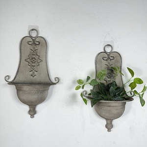 Maceta de Pared Redonda de Hierro Vintage Gris, Decoración de Jardín para Exteriores - Product Image 3