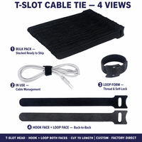 Attaches-câbles en polyester noir les plus vendus, réglables et réutilisables pour la maison ou le bureau, attaches auto-agrippantes pour le chargement sur bureau