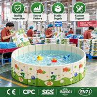 Kolam Renang Lipat PVC Bulat, Bak Mandi Portabel Kokoh, Desain Pantai, Untuk Anak-Anak, Penggunaan Luar Ruangan & Rumah Tangga