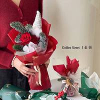 Papier d'emballage de Noël motif Élan, Sac Cadeau Floral Imperméable en Soie Nuageuse 39x45cm, Emballage Arbre de Noël Paix