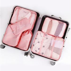 Ensemble de 6 sacs de rangement de voyage, organisateur de vêtements rectangulaire gris, rose, bleu marine, voyage de loisirs - Product Image 4