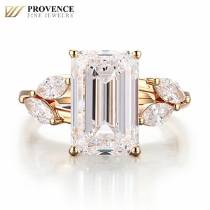 Bague en or jaune 18 <span class=keywords><strong>carats</strong></span> avec diamant de laboratoire taille émeraude de <span class=keywords><strong>5</strong></span> <span class=keywords><strong>carats</strong></span>, certifié IGI, couleur E, clarté VVS2, bague de fiançailles pour femme - Product Image 2