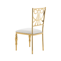 Chaises empilables décoratives de luxe dorées avec dossier miroir et coussin rembourré pour salles de réception et événements traiteur