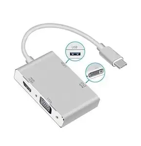 Adaptateur convertisseur CABLETOLINK 3 en 1 USB C vers 1080p/DVI/VGA/USB 3.0