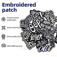 Patch brodé style punk avec slogan, thermocollant, noir et blanc, pour décoration DIY de vestes, chapeaux, sacs et vêtements
