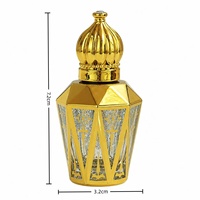 Flacon de parfum de 12 ml, bouteille conique à épaules dorées facettées, avec applicateur à bille et vaporisateur, rechargeable, pour échantillon de voyage ou cadeau