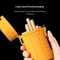 Boîte à Cigarettes Extérieure en Plastique avec Allume-Cigare Intégré, Grande Capacité pour 20 Cigarettes, Portable, Étanche, Coupe-Vent avec Cordon