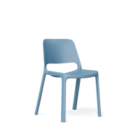 Chaise de visiteur de bureau étroite monobloc en PP moulé gris, blanc et bleu, empilable, certifiée BIFMA, capacité de charge 300 LBS