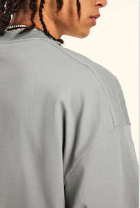 OEM ODM T-shirt basique à col rond anti-rides personnalisé pour hommes T-shirt oversize en coton à épaules tombantes et à manches longues - Product Image 5