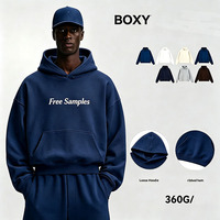 Sweat à capuche streetwear coupe ample, en molleton bouclette 360G épais, couleur unie avec ourlet côtelé, vente en gros