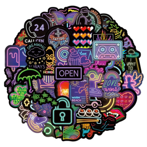 Stiker grafiti kustom stiker reflektif cetak kreatif Neon stiker tahan air dekoratif - Product Image 3