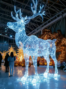 زينة عيد الميلاد أيل حديد عملاقة إطار 3 م * 3 م 42 فولت للتسوق زخرفة الحديقة والعطلات - Product Image 5