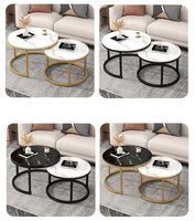 Salon, décoration noire, style nordique, ensemble de tables basses rondes en bois de luxe, tables basses modernes pour la maison
