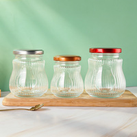Bocaux en verre côtelé en forme de nid d'oiseau avec couvercle à vis en métal, contenants de stockage alimentaire vides pour miel, confiture, yaourt, pouding, dessert