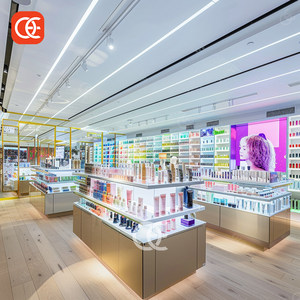 Présentoir de magasin de cosmétiques de luxe Présentoir de parfum à lumière LED Présentoir mural en ardoise pour perruques Magasin de cheveux de beauté - Product Image 5