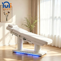 Table de Beauté Électrique avec Commande au Pied, Matelas Chauffant, Inclinaison Réglable, Table Faciale, Lit pour Extensions de Cils, pour Salons d'Esthétique, Tatouage et SPA