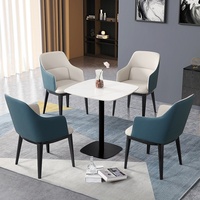 Combinaison de chaise et de bureau de réception en marbre moderne de luxe avec quincaillerie de haute qualité - Design carré compact pour bureau, hôtel, salle de sport
