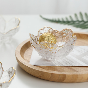 Petite Coupelle en Verre Style Nordique Incrustation Dorée, Bol à Sauce en Verre pour BBQ, Assaisonnement, Trempette, Coupelle Pétale de Fleur, Plat à Assaisonnement en Verre - Product Image 3