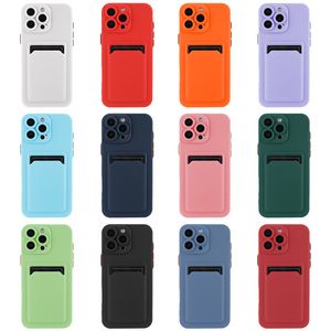 Custodia per telefono in Silicone morbido portacarte per iPhone 16 15 13 12 11 14 Pro Max 16 pro 7 8 Plus custodia per Slot per schede antiurto - Product Image 6