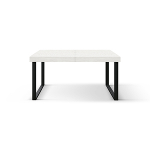 Table à manger extensible en chêne rustique 140x90 avec pieds en métal noir en forme de U pour usage intérieur - Product Image 5
