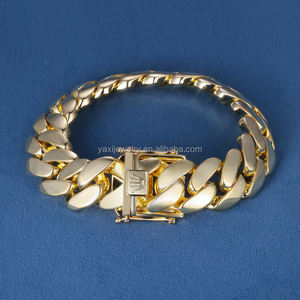 공장 사용자 정의 20MM 리얼 S925 실버 9k 10K 14k 18k 솔리드 채워진 화이트 골드 마이애미 쿠바 링크 체인 팔찌 - Product Image 1