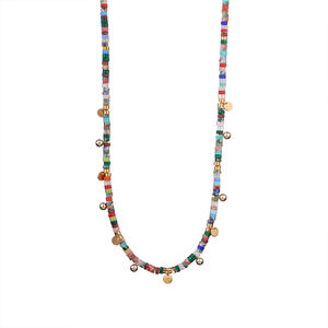 قلادة مطرزة بالخرز من الحجر الطبيعي الأوروبي للنساء مصنوعة يدويًا قابلة للتعديل مجوهرات من طبقات البوهو مقاومة للبهت - Product Image 4