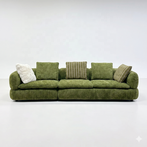 Divano Modulare Minimalista in Ciniglia Verde - Lussuoso Divano per Soggiorno con Seduta Profonda per Case Moderne <span class=keywords><strong>e</strong></span> Progetti Alberghieri - Product Image 5