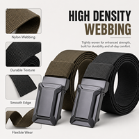 Ceinture tactique noire personnalisée à boucle automatique en nylon, sangle haute densité, ceinture ajustable, vente en gros OEM ODM