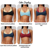 Soutien-gorge de sport personnalisé pour femme avec logo, contraste de couleurs, haut de sport doux, bretelles élastiques, tenue de yoga et d'entraînement pour femme
