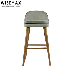 WISEMAX FURNITURE Modern Fabric <strong>bar</strong> <strong>Stools</strong> Solid Wood <strong>Grey</strong> Leather <strong>bar</strong> <strong>Stools</strong> with Upholstered in Fabric Counter <strong>bar</strong> <strong>Stool</strong> - Product Image 2