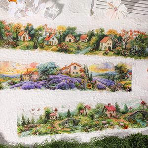 Ruban adhésif imperméable en caoutchouc activé par l'eau, série Wild Small Town, pour décoration de collage de carnets, 1 rouleau - Product Image 4