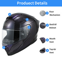 Casque de moto avec système de ventilation avancé, couleur unie personnalisée, fermeture micro-métrique, intégral, certifié ECE, double visière