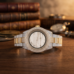 Luxury <b>Men's</b> Yellow Gold Mechanical Antique Iced Moissanite Watch VVS Analog Stainless Steel <b>Glass</b> Direct Indian Supplier - Product Image 1
