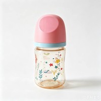 Biberon anti-colique 180 ml pour nouveau-né et bébé d'un an, avec tétine imitation sein et paille intégrée