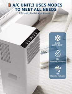 Climatiseur portable de 8 000 <span class=keywords><strong>BTU</strong></span> : unité 3 en 1 avec mode « Suivez-moi », conçu pour les espaces jusqu'à 350 pieds carrés. Minuterie 24 heures - Product Image 3