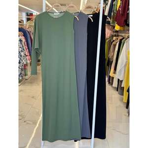 Vestido Largo de Una Manga Aethra, Cuello Redondo, Tejido Holgado y Transpirable, Vestido Casual Diario con Cintura Natural - Product Image 1