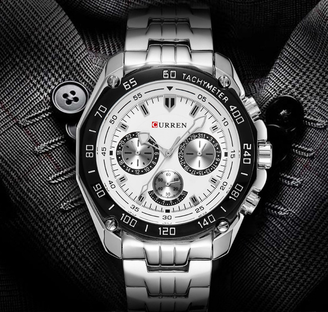 Curren 8077 Men's Business Quartz Wrist Watches Waterproof Stainless Steel Band Fashion Casual Sport Luxury Wristwatch for Men