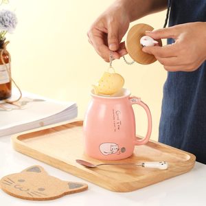 Tazza in Ceramica 3D a Forma di Gatto, Fatta a Mano, Personalizzabile, con Coperchio, Cucchiaio a Zampa e Sottobicchiere, Tazza Originale per Caffè, Tè, Latte - Product Image 5