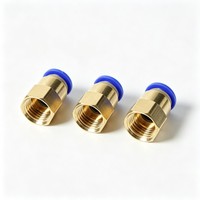 Konektor Selang Udara OD 6/8/10/12mm ke 1/8" 3/8" 1/2" 1/4" Ulir Betina Sambungan Cepat Satu Sentuhan Lurus