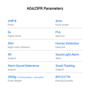 Cámara Exterior Vstarcam AG623FR de 12MP con 4 Lentes, Chip Hisilicon, Batería de 12000mAh, Grabación AOV, PTZ de 360°, Detección Humana por IA - Product Image 6