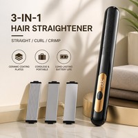 Lisseur sans fil Torlin PTC 3-en-1 rechargeable 3000 mAh, température 160-200°C, pour voyage, vente en gros, avec plaques plates, lissantes et bouclantes