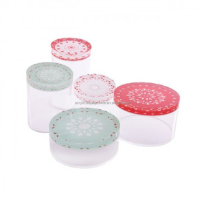 Custom acrylic clear round food storage box candy and snacks storage container
