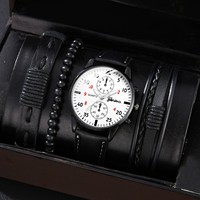 Set Jam Tangan Pria LP05, Jam Tangan Bisnis Mewah dengan Tali Kulit, Jam Tangan Quartz Kasual, Perhiasan Fashion