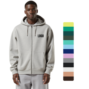 TKAN742 personnalisé blanc sérigraphie solide hiver lourd surdimensionné français éponge haute qualité coton polaire fermeture éclair - Product Image 1