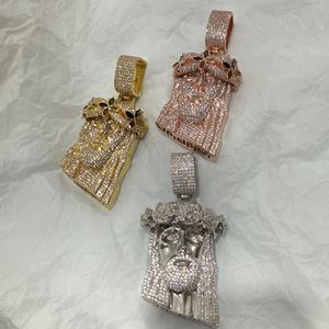 Venta caliente trébol corona retrato Jesús religioso colgante Cool Hip Hop CZ Zirconia hielo Collar para hombres y mujeres - Product Image 2