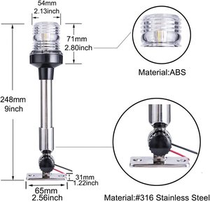 HANSE – LED MARINE en acier inoxydable, lumière de Navigation de poupe de bateau pliable à 360 degrés, LED blanche 12 - 24V - Product Image 2