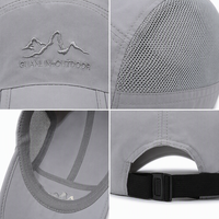 Gorra de Béisbol Gris Claro Personalizada, de Secado Rápido, con Malla, para Correr al Aire Libre, Plegable, con Visera Ajustable, Unisex, Venta al Por Mayor, OEM, ODM